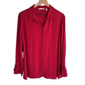 Soft Surroundings Sonnet Button Up Blouse Size LP Peasant Romantic Boho